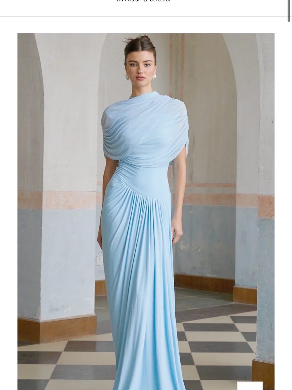 Light Blue Draped Wedding Guest Gown